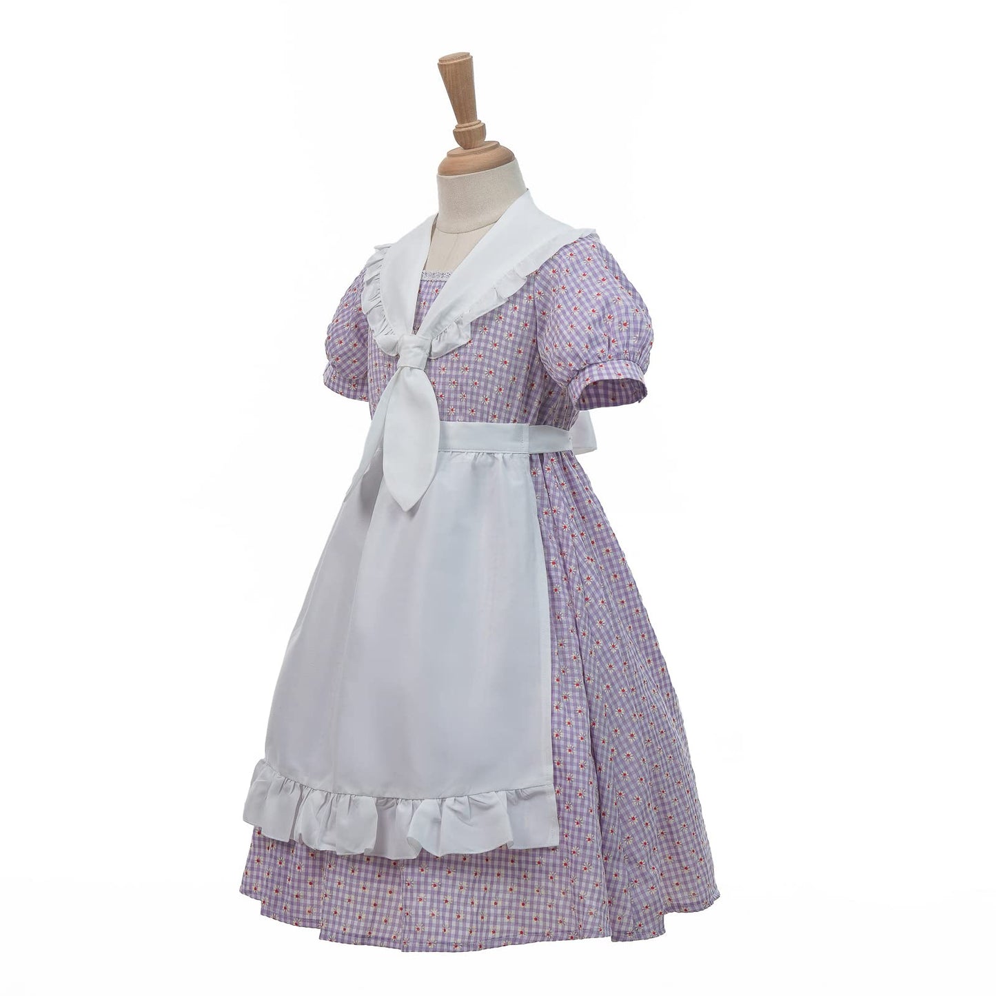 Nuoqi Prairie Dresses For Girls Pioneer Laura Ingalls Wilder Costume Colonial Girls Costume 4-5, Purple