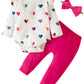 Fullfamous Baby Girl Clothes Gifts Outfits,Fall Winter Long Sleeve Romper And Pant Set Raspberry Heart 18-24 Months