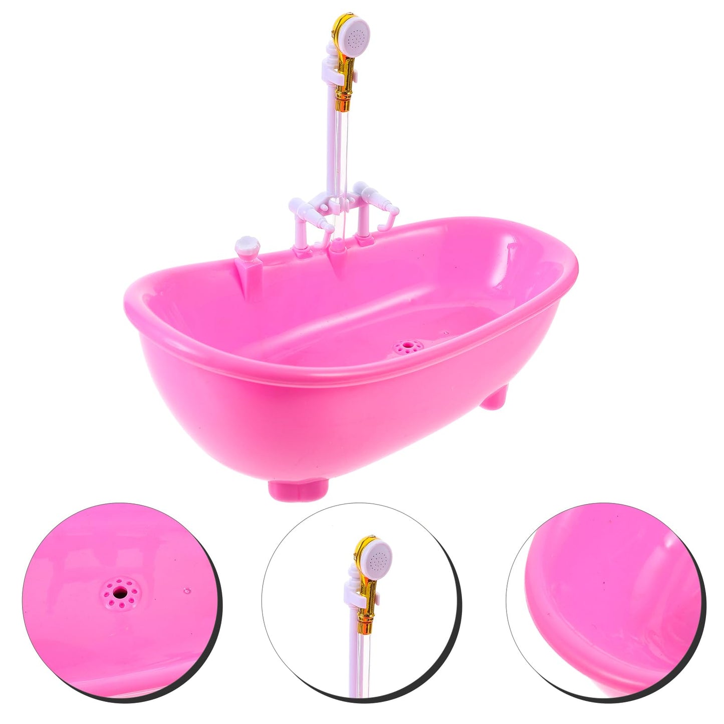Toyvian Toy Bathtub for Dolls, Baby Doll Real Working Bath Set Electric Bathtub with Shower and Faucet Pretend Play Toy Play Wat