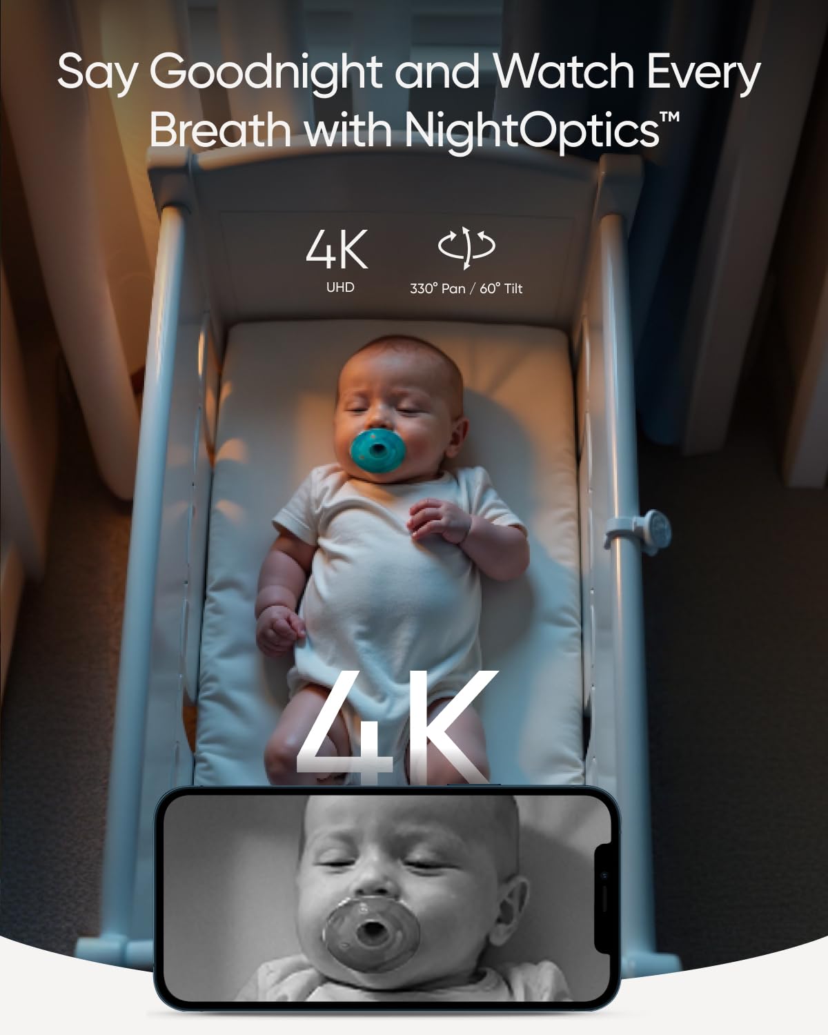 Eufy Baby Monitor E21 Add-On Camera, 4K Uhd Resolution, 330? Pan And 60? Tilt, 8? Zoom, Night Vision, 5000Mah Built-In Battery,