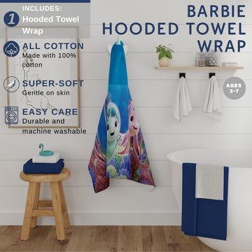 Franco Dreamworks Not Quite Narwhal Kids Super Soft Bath/Pool/Beach Soft Cotton Terry Hooded Towel Wrap, 24 In X 50 In, (Officia