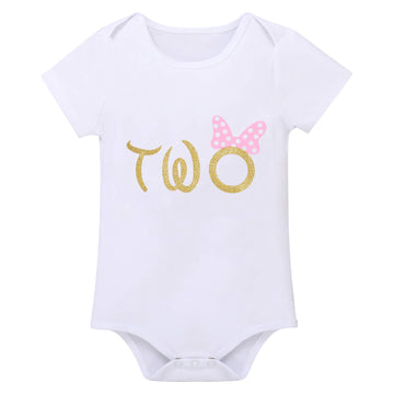 Toddler Baby Girl Second 2Nd Birthday Cake Smash Outfit Infant Girl 1St Birthday Romper Tutu Skirt 3D Ear Mouse Headband Clothes