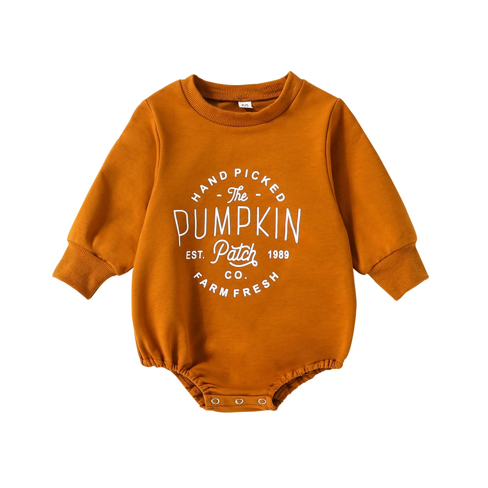 Fybitbo Baby Girl Boy Halloween Outfit Pumpkin Patch Sweatshirt Romper Oversized Bodysuit Onesie Fall Halloween Baby Clothes (Ha