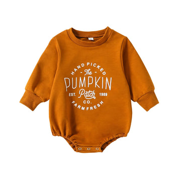 Fybitbo Baby Girl Boy Halloween Outfit Pumpkin Patch Sweatshirt Romper Oversized Bodysuit Onesie Fall Halloween Baby Clothes (Ha