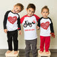 Baby Boys Girls Valentine Shirts Raglan Long Sleeve Tees Toddler Loads Of Love Heart Tractor Tops Size 2T