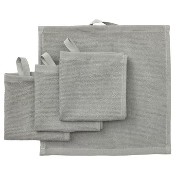stoRk LUDDVIAL Washcloth, Grey, 100% Cotton, 25x25 cm, Quick Drying, Lightweight 295 g/m, Pack of 4