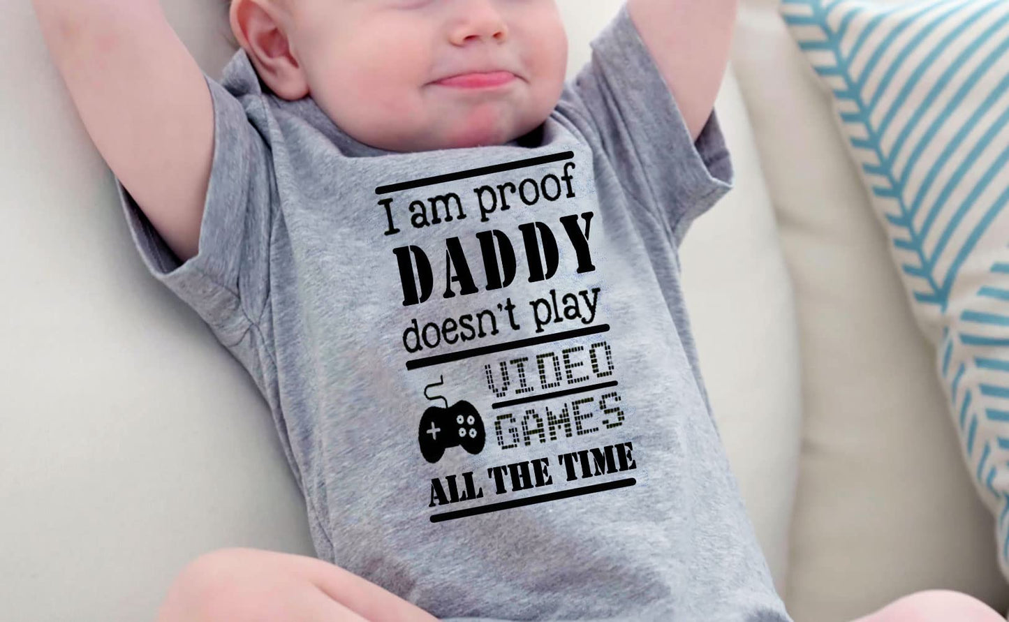 Loveternal I'M Proof Daddy Doesn'T Play Video Games All The Time Baby Boys Girls Romper 0-3 Months Infant Clothing Short Sleeve