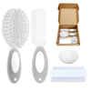 Baby Hair Brush and Comb Set, 4Pcs Baby Soft Bristles Brush Cradle Cap Brush Hair Comb for Newborns Toddlers Boys Girls (Grey)