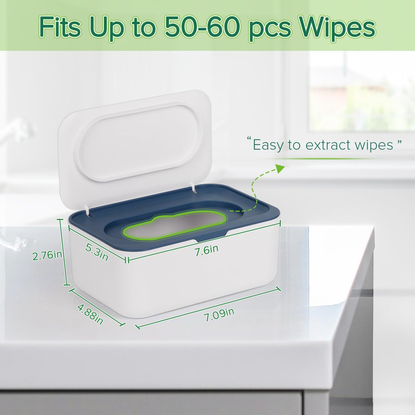 Flenpptly Baby Wipes Dispenser, Wipes Case Baby Wipe Holder Keeps Wipes Fresh, Non-Slip, Easy Open & Close (Blue)
