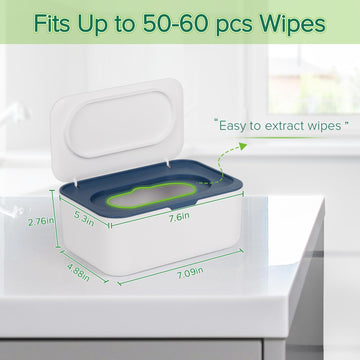 Flenpptly Baby Wipes Dispenser, Wipes Case Baby Wipe Holder Keeps Wipes Fresh, Non-Slip, Easy Open & Close (Blue)