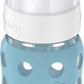 Lifefactory 8-Ounce Wide Neck Glass Baby Bottle With Protective Silicone Sleeve And Hard Sippy Spout, Denim (Lg2221Wde4)