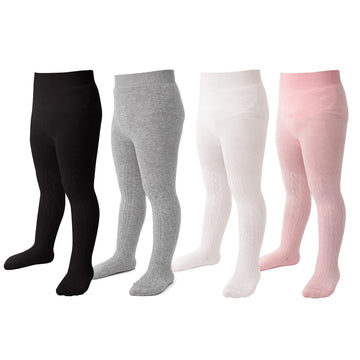 Marchare Baby Girls Tights Thick Cable Leggings Winter Warm Stockings For Toddler Girls 6-12 Months Light Grey/Ivory White/Pink/