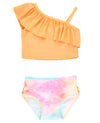 Rufflebutts - Rainbow Tie Dye One Shoulder Ruffle Tankini - 6-12M