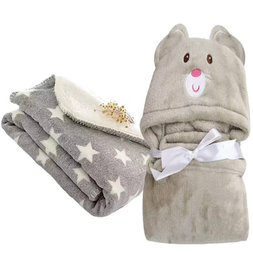 First Kick Baby Blankets New Born Combo Pack Of Hooded Wrapper Durable Fleece Polyester Sleeping Bag Towel For 06 Months Baby B