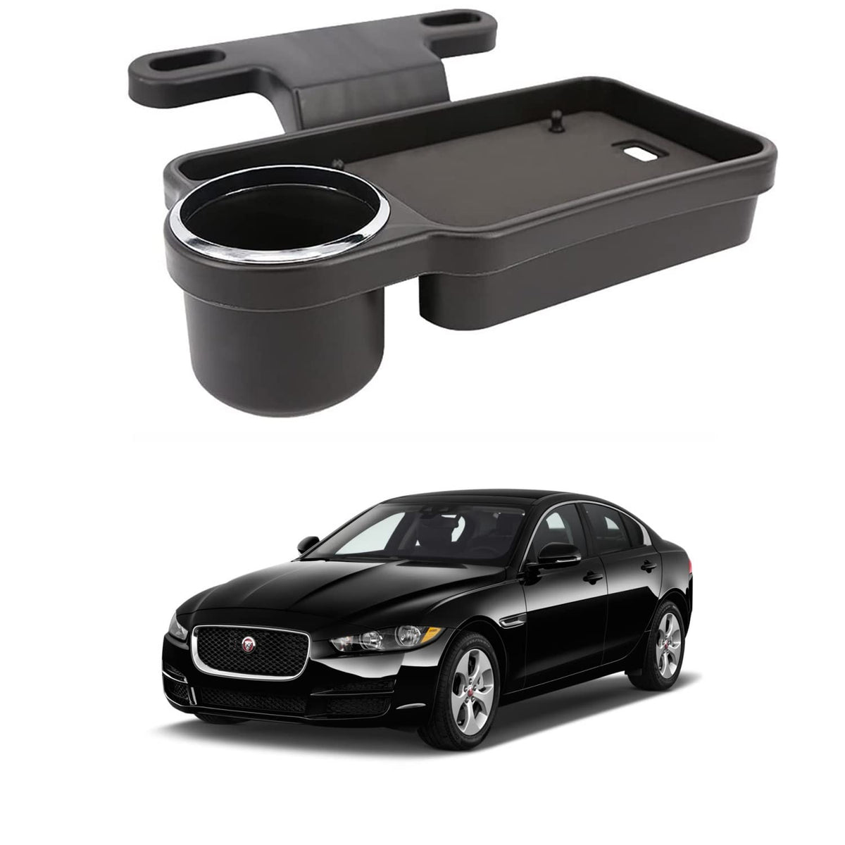 Oshotto (FT04) Foldable Car Auto Headrest Rear Back Seat Table Drink Food Cup Tray Holder Compatible with Jaguar XE  Black