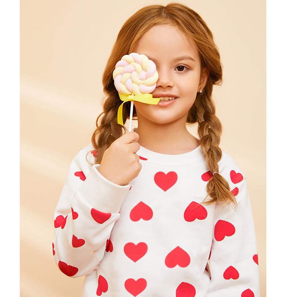 Toddler Girls Clothes Set Girls Valentine'S Day Outfit Long Sleeve Sweatshirt Heart Tops And Skirt Sets 2 Pcs Baby Pant Set For