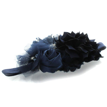 My Lello Headband Shabby Fabric Flower Cluster Baby - Infant - Toddler - Girl Stretchy Elastic Navy