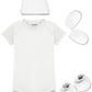 Arvesa 100% Cotton Biowash White Romper For Newborn Baby Romper Set With Cap Booties & Mittens 06 Months