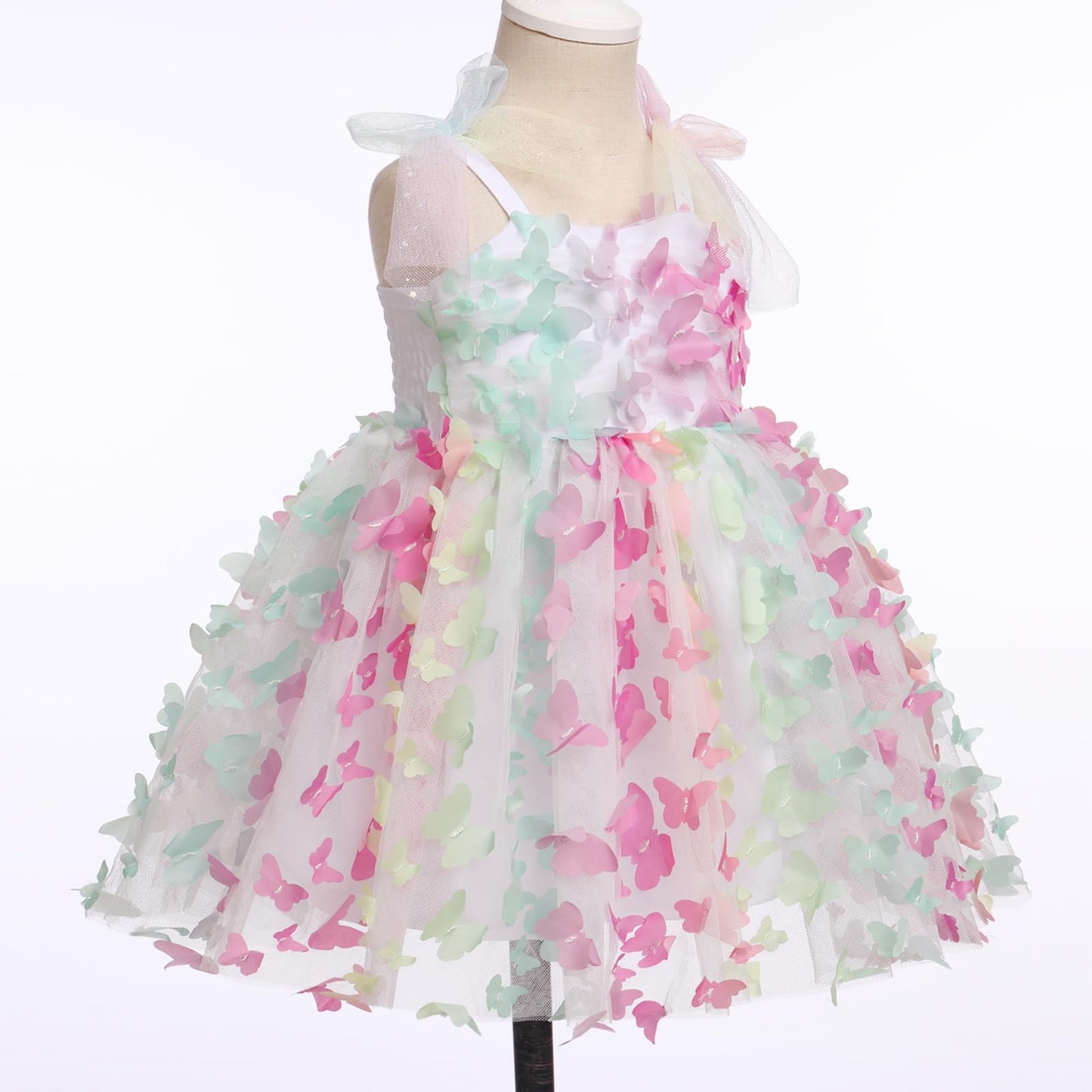 Idopip Baby Girls Colorful Butterfly Tutu Dress Summer Sleeveless Backless Princess Birthday Party Dresses Toddler Little Girl C