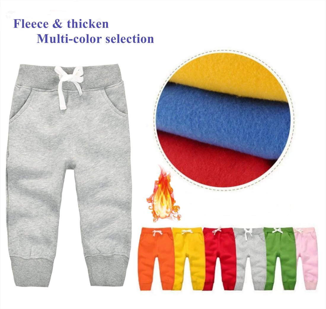 CuteOn Unisex Toddler Jogger Pants Kids Cotton Elastic Waist Winter Baby Sweatpants Pants 4Years Grey