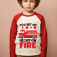 Cm-Kid Kids Valentines Shirt Girls Boys Firetruck Print Long Sleeve T-Shirt Toddler Valentines Patchwork Outfit Tees Clothes 4-5