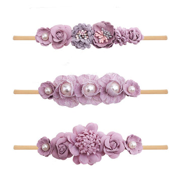 Mligril Baby Girl Nylon Headbands Flower Hair Bows Accessories-Elastic Hair Band Crown Handmade Floral Wraps Birthday Gifts For