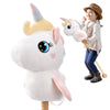FUNLIO Unicorn Stick Horse for Kids 3+, Rainbow Fairy Hobby Horse with Soft Plush & Wood Wheels, Neighing and Galloping Sound fo