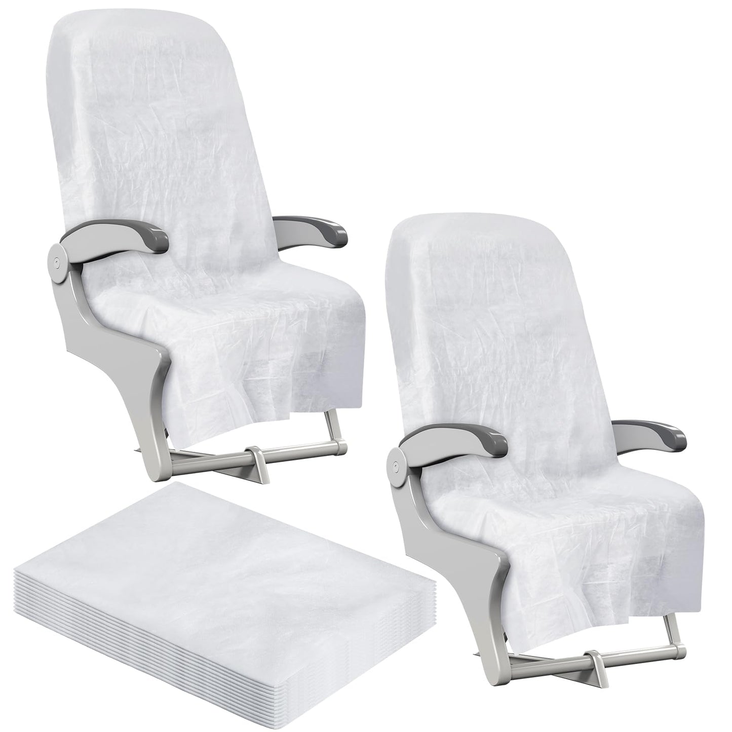 SmoothNovelty 10 Pack Disposable Airplane and Public Thickened Seat Cover 60 x 24 Inches Non-Woven Fabric Safety Protection Seat