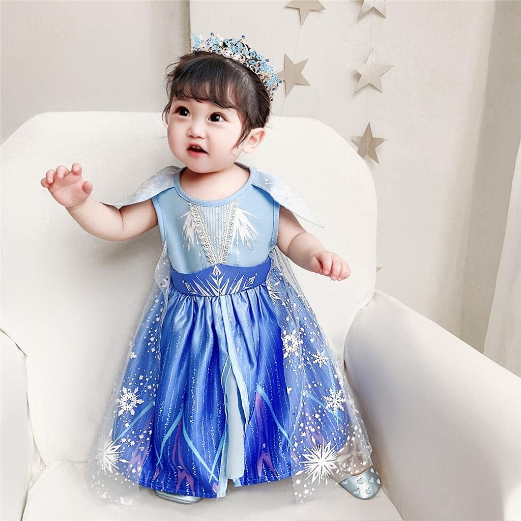 Dressy Daisy Toddler Girl Snow Queen Dress Up Costume Birthday Party Dress Outfit With Accessories 3T Blue 267