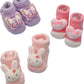 Yellow Bee Sweet Love, Bunny, And Butterfly Rattle Socks Combo For Girls, Pack Of 3 Pink And Purple, 012 Months