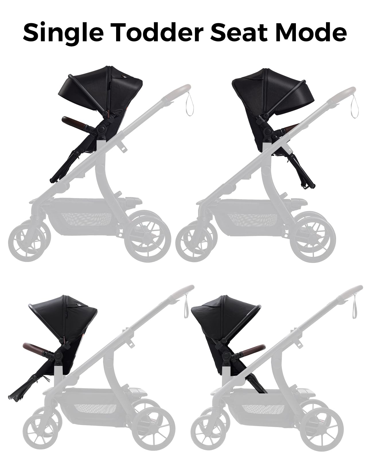 Momcozy Changego Baby Stroller Second Seat Only | Extra Seat Attachment For Changego Stroller | Adjustable Reclining Seat, Exten