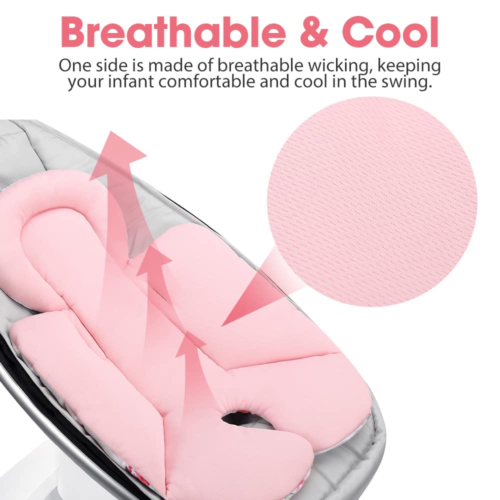 Minne Baby Infant Insert, Compatible With 4Moms Rockaroo And Mamaroo, Includes 3 Strap Pad, Breathable Mesh Fabric, Plush Soft N