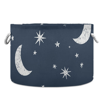 Alaza Moon Stars And Clouds On The Midnight Sky Storage Basket Gift Baskets Large Collapsible Laundry Hamper With Handle, 20X20X