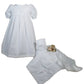 100% Cotton Girls Preemie Dress Christening Gown Baptism Set With Lace Hem 2-3Lbs White