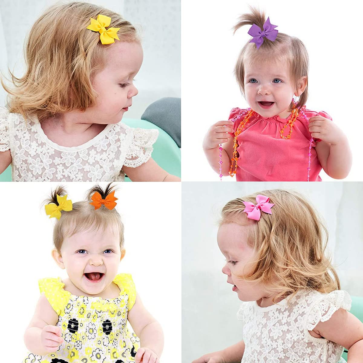 Alinmo Hair Clips For Girls 100Pcs - 2 ' Fully Lined Tiny Bows, Alligator Clips For Infants And Toddlers In Pairs