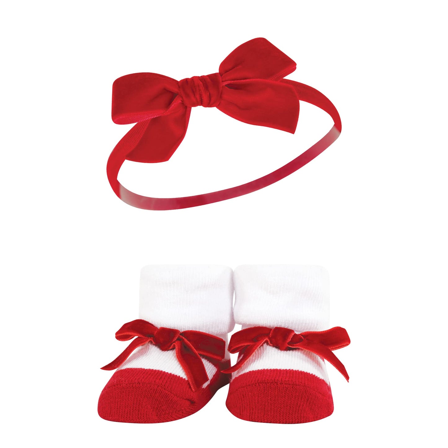Hudson Baby Infant Girl Headband And Socks Giftset, Red Leopard, One Size
