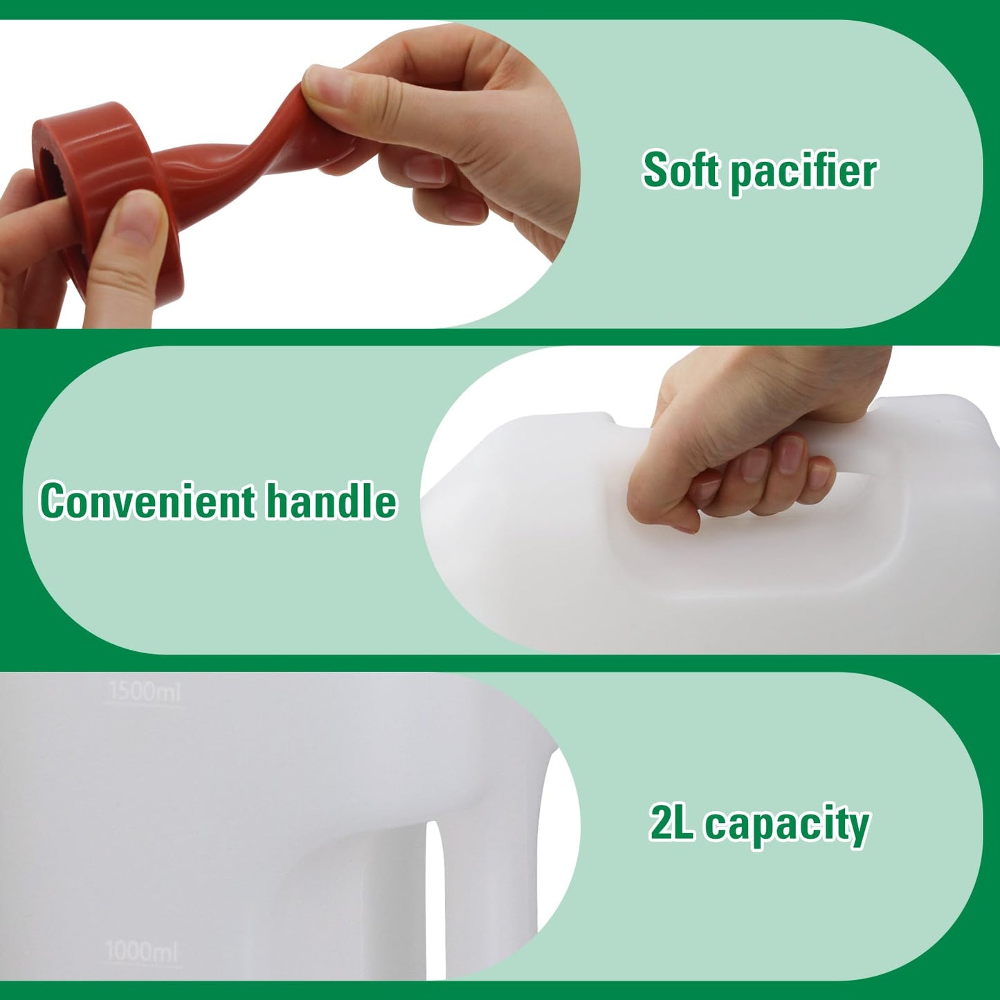 Calf Bottle With Hand Grip Handle And A Replacement Nipple,2 Quart Calf Milk Feeder Nursing Feeding Bottle (Red, Calf Bottle Set