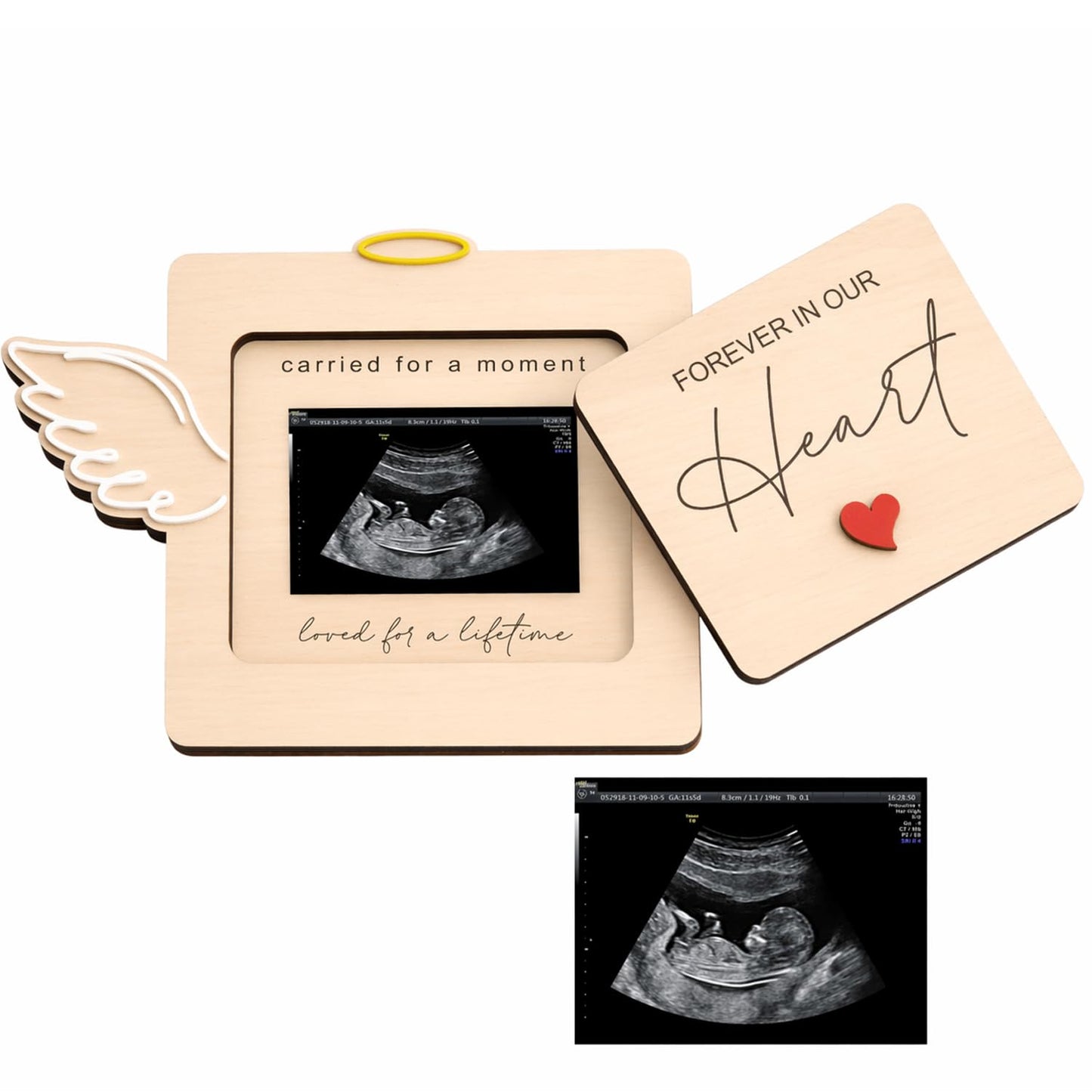 KATINAT Memorial Picture Frame, I Carried You Every Second of Your Life Wooden Photo Frame With Stand, Baby Loss Memorial Gifts 