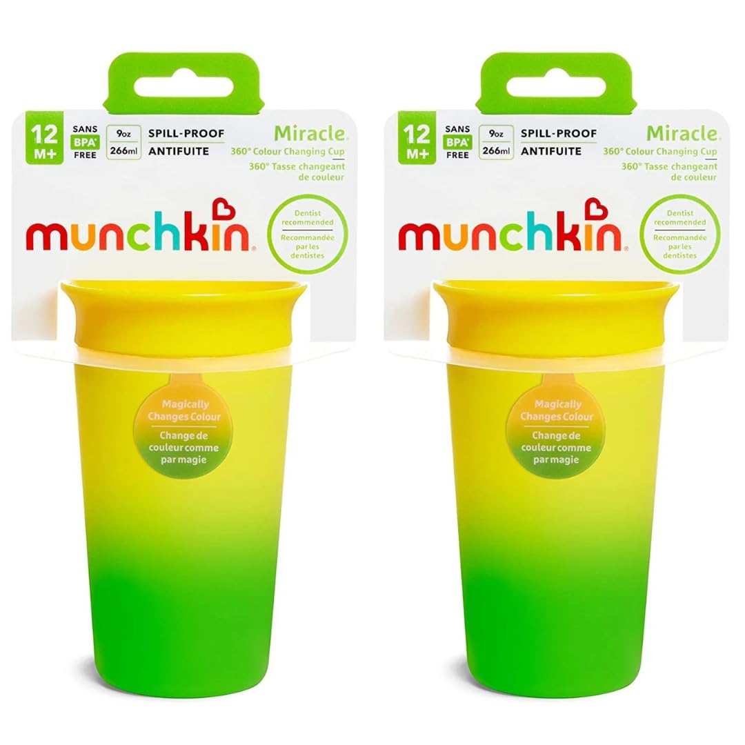 2 Miracle 360 Color Changing Cup For Toddlers Sippy Cups, Toddler Cups Spill Proof With Dentist Recommended Spoutless Design, Bp