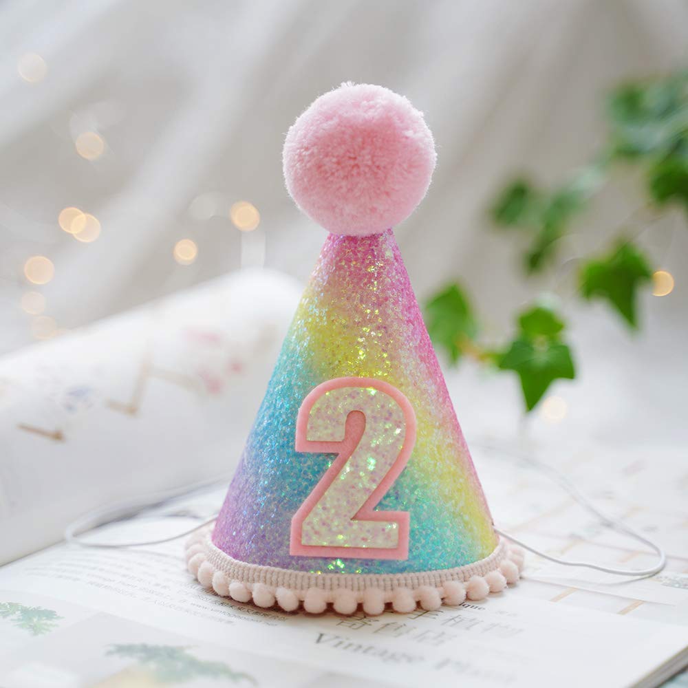 Baby Princess Tiara Crown, Glitter Baby Girls Kids First Birthday Hat Sparkle Sequined Party Supplies Number 3 Headband Little P