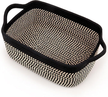 SweetMemo Gift Basket Empty with Handles, 12x8x5 inch - Small Woven Basket for Baby Nursery, Toys, Towels, Wedding, Birthday Gif