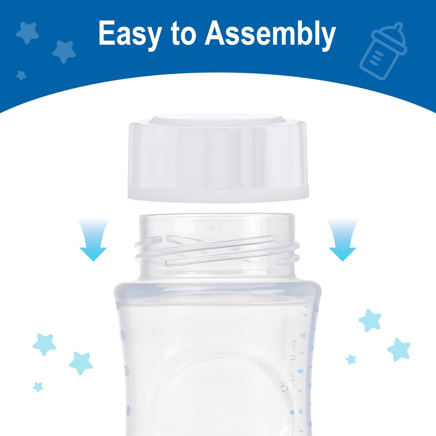 Bulgilia (8 Pcs) Travel Bottle Caps Compatible With Avent Baby Bottles, Bottle Lids Replacement & Storage, White
