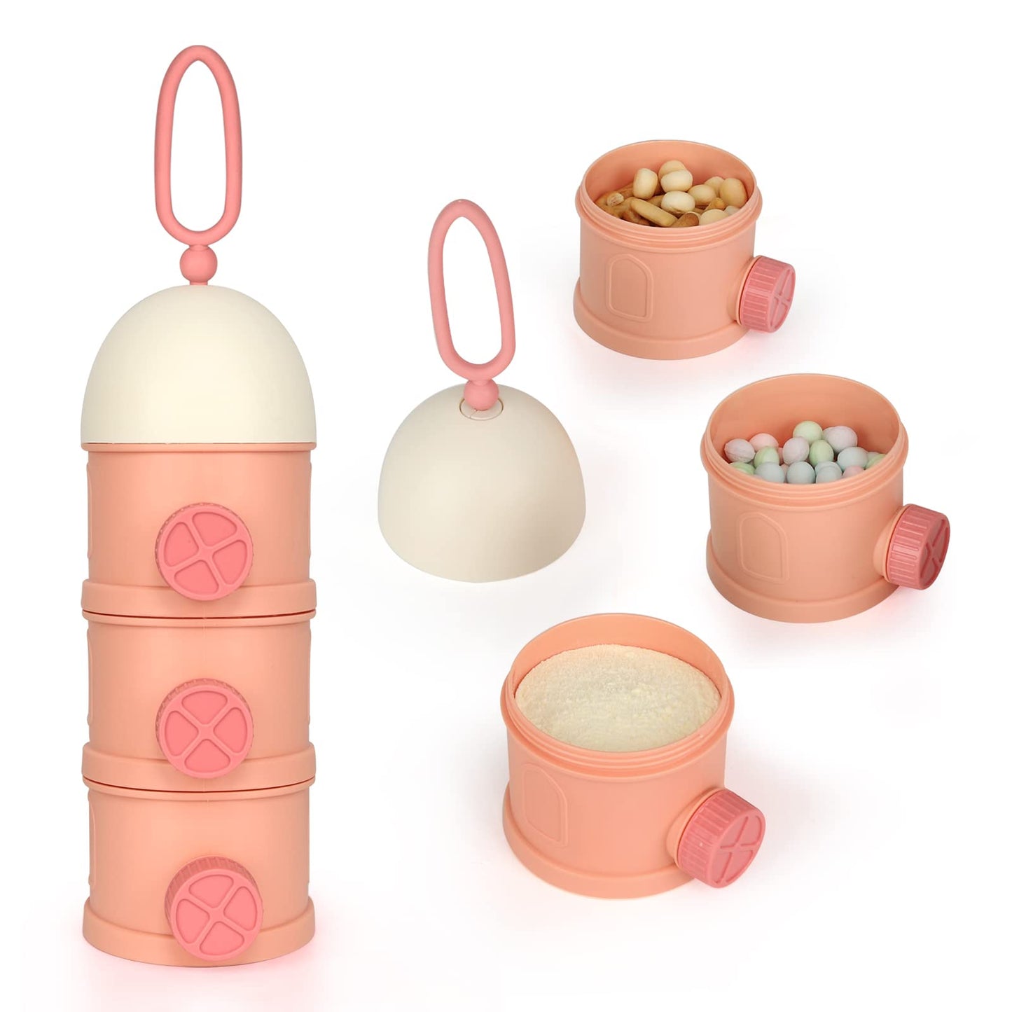Accmor Formula Dispenser On The Go, 3 Layers Stackable Formula Container To Go, Non-Spill Portable Milk Powder Baby & Kids Snack