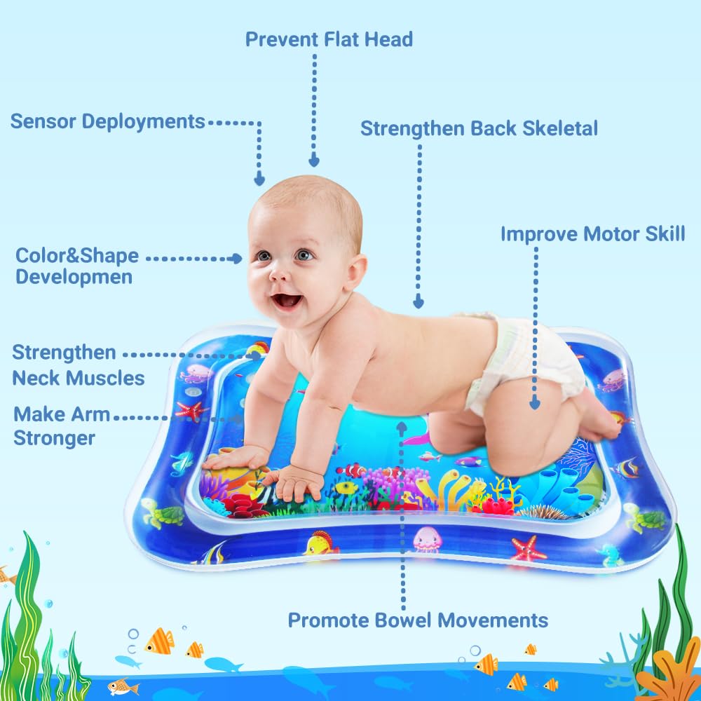 Zmlm Baby Tummy-Time Water Mat: Infant Baby Toy Gift Activity Play Mat Inflatable Sensory Playmat Babies Belly Time Pat Indoor S