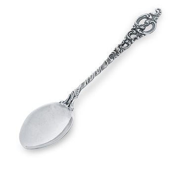 AMBEDORA Small Spoon Roma for Boy or Girl, Oxidized 925 Sterling Silver, Christening, Birthday Gift