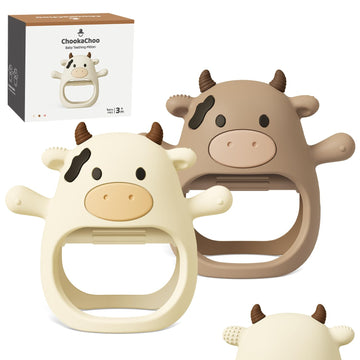 ChooKaChoo 2 Pack Baby Teething Toy for Over 3 Months, Food Grade Silicone Teething Mitten, Anti Dropping Wrist Hand Teethers Ba