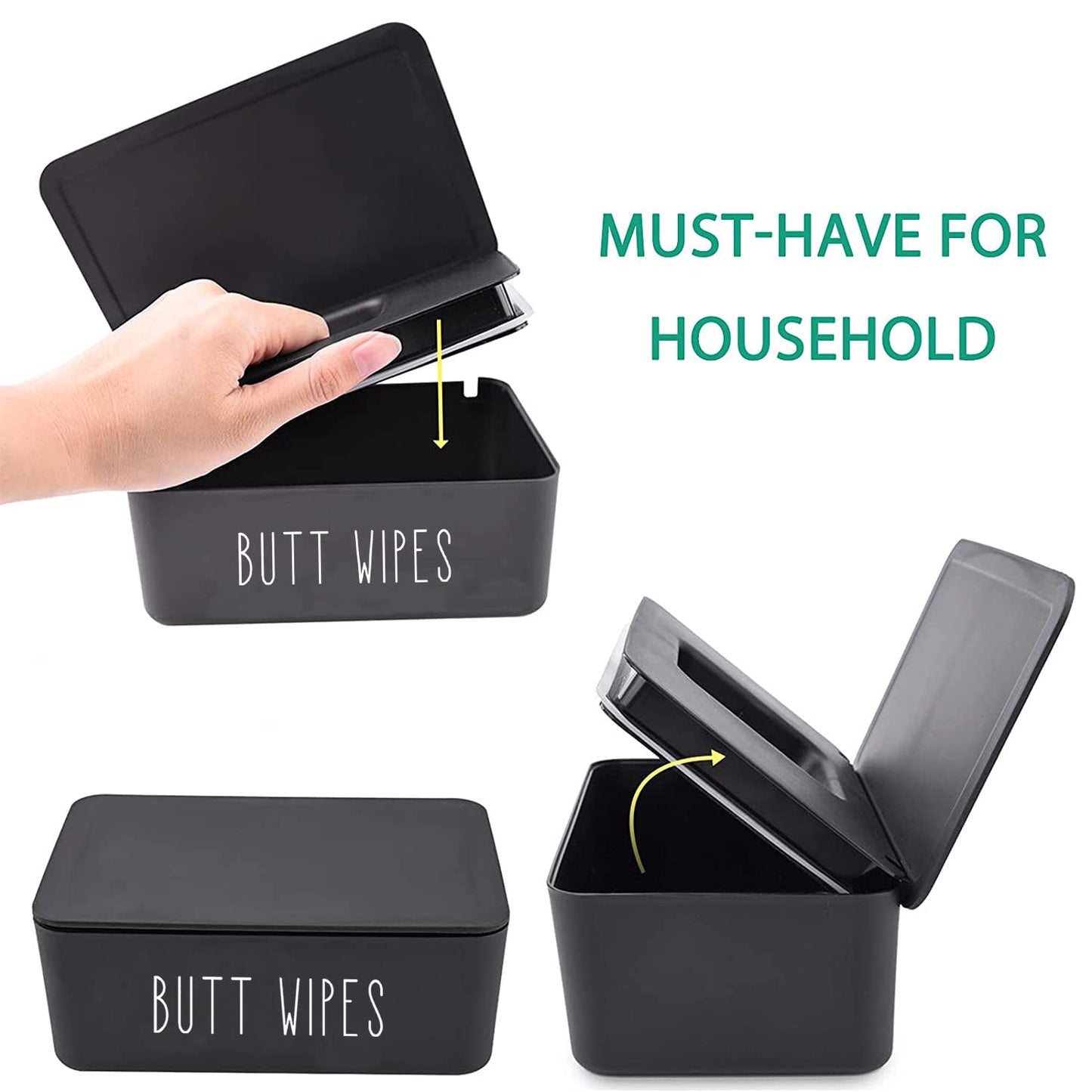 Moorfowl Butt Wipes Dispenser For Bathroom, Upgrade Size(8.2L X 4.9W X 3.9H Inches), Large Capacity Flushable Wipes Holder Conta