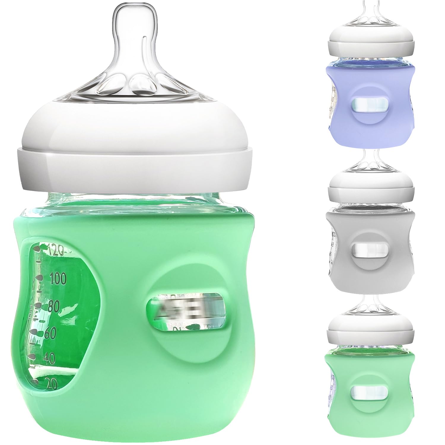 3 Pack Silicone Sleeve For Philips Avent Glass Bottle - Shatter Proof Natural Silicone Bottle Sleeve For Anti Colic Baby Bottles
