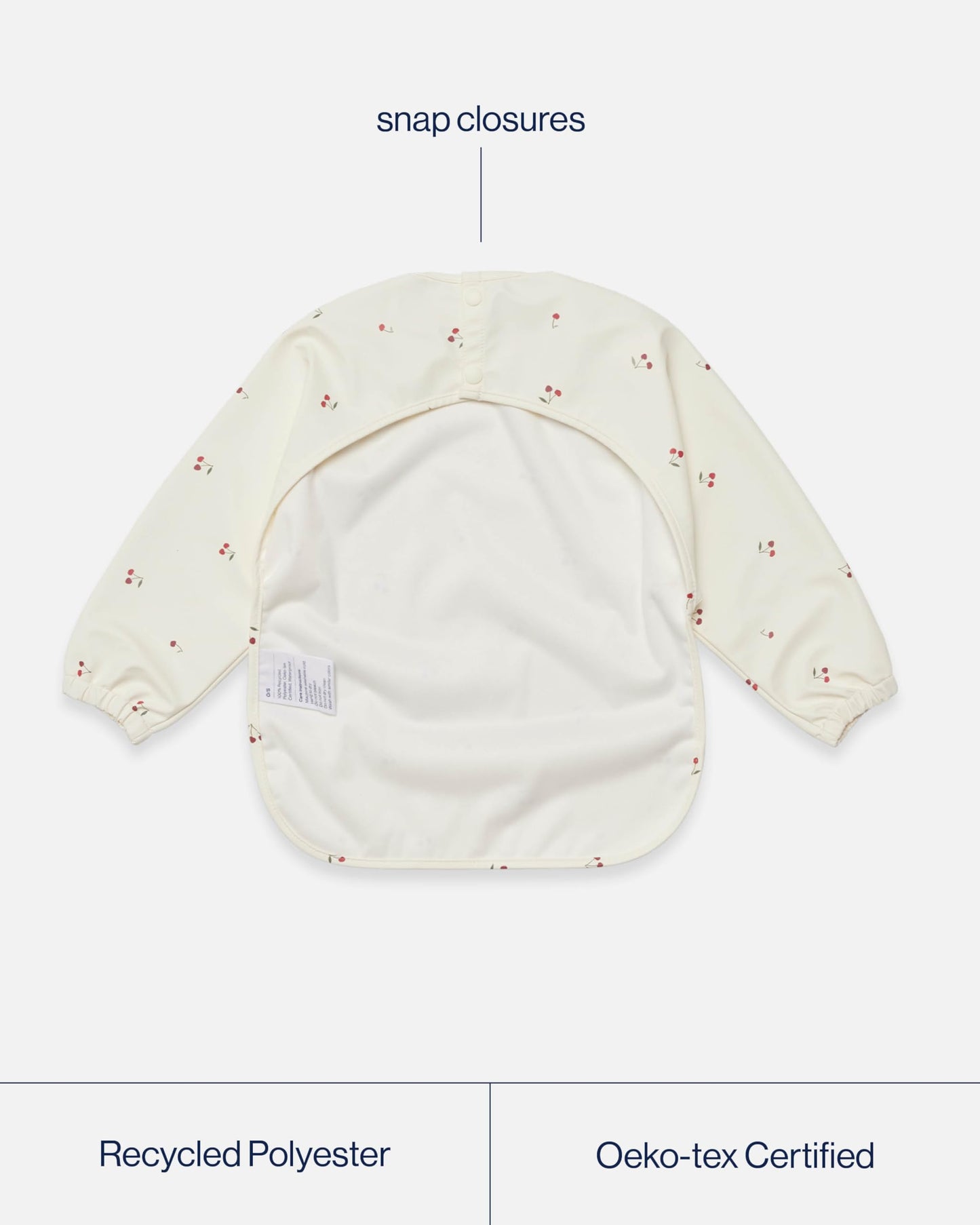 Lalo Smock Bib - Long Sleeve Baby Bib, Elastic Cuffs For Comfort, Large Catch-All Pocket, Waterproof Recycled Polyester - Durabl