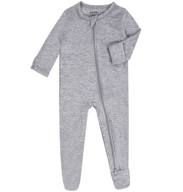 Guisby Baby Boys Footed Zipper Pajamas,Baby Girl Long Sleeve Romper Sleeper Grey 6-12 Months